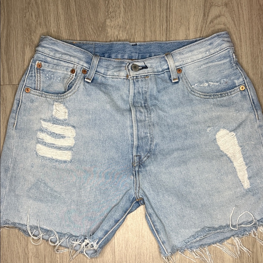 Levi's Light Blue Denim Shorts with Brown Patch